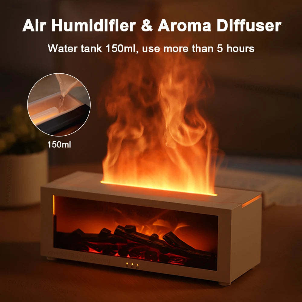 Flame Aromatherapy Machine Essential Oil Diffuser Humidifier 3D Flame Fireplace Machine - silverfoxgoods